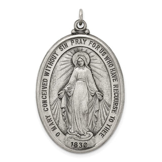 Sterling Silver Antiqued Miraculous Medal Pendant QC3493