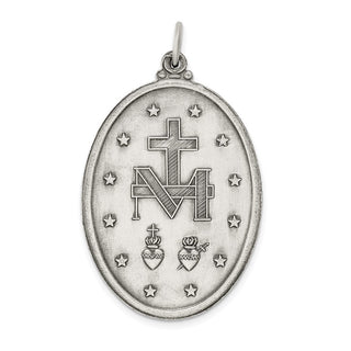 Sterling Silver Antiqued Miraculous Medal Pendant QC3494