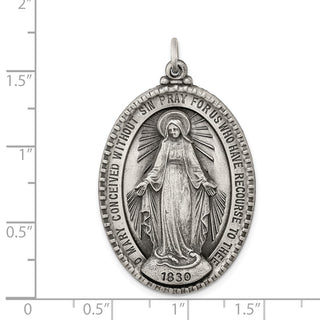 Sterling Silver Antiqued Miraculous Medal Pendant QC3494
