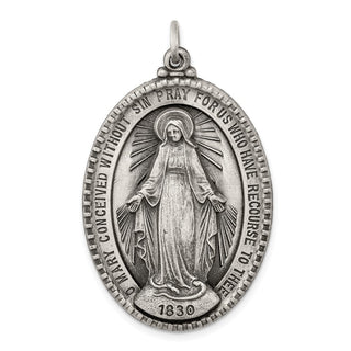 Sterling Silver Antiqued Miraculous Medal Pendant QC3494