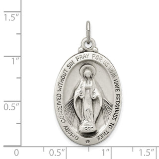 Sterling Silver Antiqued Miraculous Medal Pendant QC3495