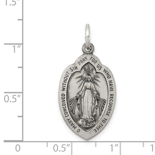 Sterling Silver Antiqued Miraculous Medal Pendant QC3497