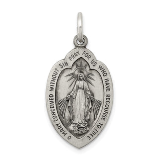 Sterling Silver Antiqued Miraculous Medal Pendant QC3497