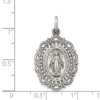 Sterling Silver Antiqued Miraculous Medal Pendant QC3499