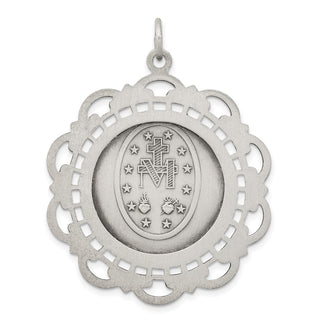 Sterling Silver Antiqued Miraculous Medal Pendant QC3500