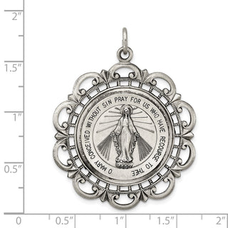 Sterling Silver Antiqued Miraculous Medal Pendant QC3500