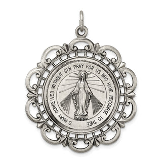 Sterling Silver Antiqued Miraculous Medal Pendant QC3500