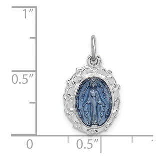 Sterling Silver Rhodium-plated Miraculous Medal Pendant QC3505