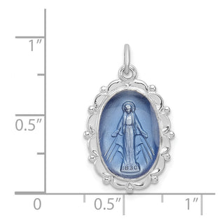 Sterling Silver Rhodium-plated Miraculous Medal Pendant QC3506