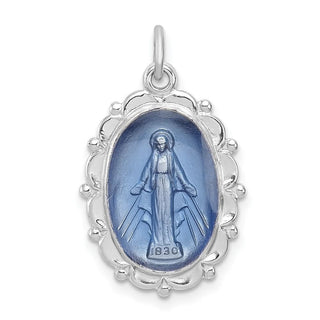 Sterling Silver Rhodium-plated Miraculous Medal Pendant QC3506