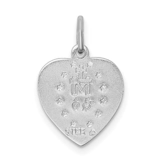 Sterling Silver Rhodium-plated Miraculous Heart Medal Pendant QC3507