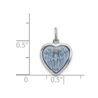 Sterling Silver Rhodium-plated Miraculous Heart Medal Pendant QC3507