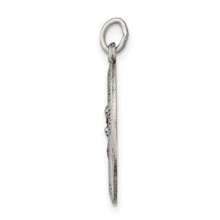 Sterling Silver Antiqued Our Lady of Perpetual Help Oval Medal Pendant