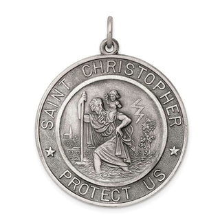 Sterling Silver St. Christopher Medal Pendant QC3525