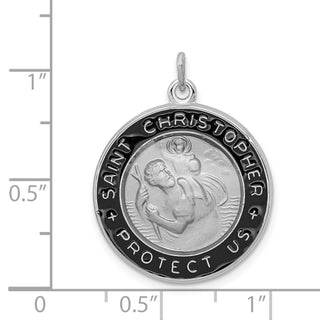Sterling Silver Rhodium-plated Enameled St. Christopher Medal Pendant QC3531