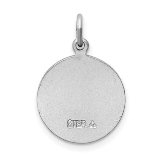 Sterling Silver Rhodium-plated Blue Epoxy St. Christopher Medal Pendant