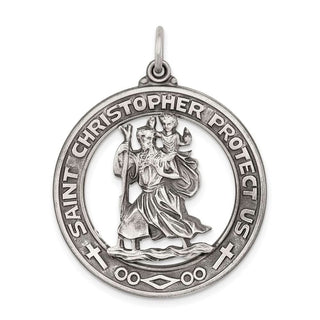 Sterling Silver St. Christopher Medal Pendant QC3536