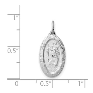 Sterling Silver Rhodium-plated St. Christopher Medal Pendant QC3552