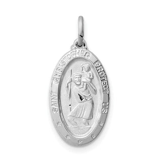 Sterling Silver Rhodium-plated St. Christopher Medal Pendant QC3552