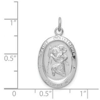 Sterling Silver Rhodium-plated St. Christopher Medal Pendant QC3553