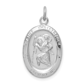 Sterling Silver Rhodium-plated St. Christopher Medal Pendant QC3553