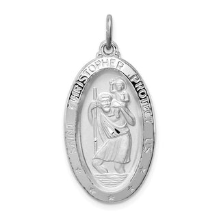 Sterling Silver Rhodium-plated St. Christopher Medal Pendant QC3554