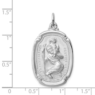 Sterling Silver Rhodium-plated St. Christopher Medal Pendant QC3563