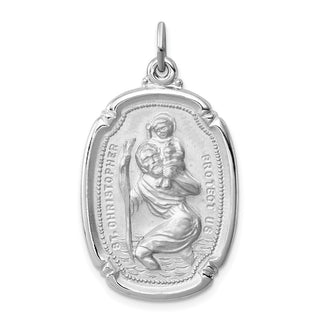 Sterling Silver Rhodium-plated St. Christopher Medal Pendant QC3563