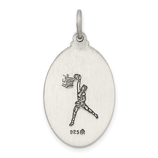 Sterling Silver St. Christopher Basketball Medal Pendant QC3567