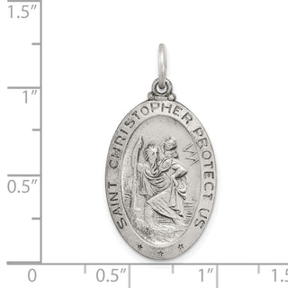 Sterling Silver St. Christopher Baseball Medal Pendant QC3568