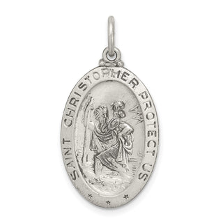 Sterling Silver St. Christopher Football Medal Pendant QC3570