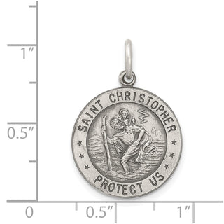 Sterling Silver St. Christopher Football Medal Pendant QC3573