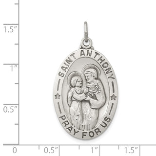 Sterling Silver Antiqued Saint Anthony Medal Pendant QC3582