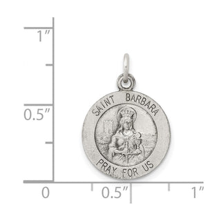 Sterling Silver Antiqued Saint Barbara Medal Pendant