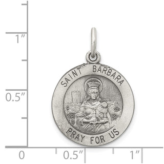 Sterling Silver St. Barbara Medal Pendant