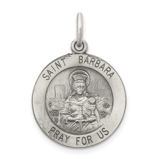 Sterling Silver St. Barbara Medal Pendant