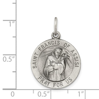 Sterling Silver Antiqued Saint Francis of Assisi Medal Pendant QC3585