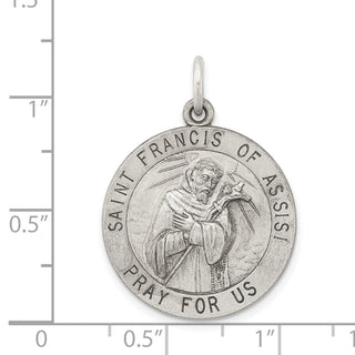 Sterling Silver Antiqued Saint Francis of Assisi Medal Pendant QC3586