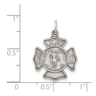Sterling Silver Antiqued Saint Florian Badge Medal Pendant