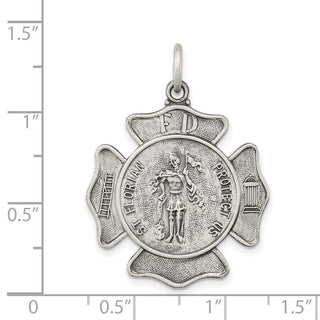 Sterling Silver Saint Florian Badge Medal Pendant