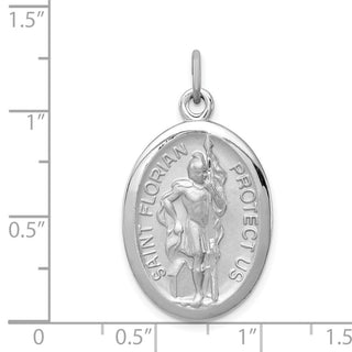 Sterling Silver Rhodium-plated Saint Florian Medal Pendant