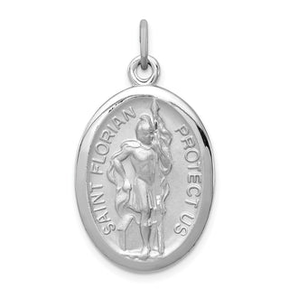 Sterling Silver Rhodium-plated Saint Florian Medal Pendant