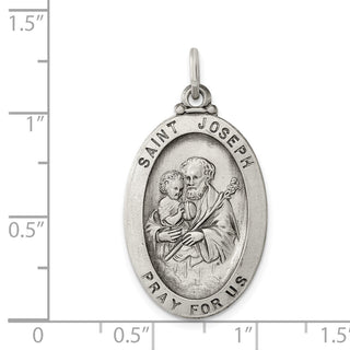 Sterling Silver Antiqued Saint Joseph Medal Pendant QC3596