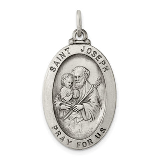 Sterling Silver Antiqued Saint Joseph Medal Pendant QC3596