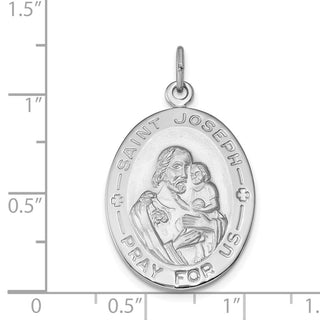 Sterling Silver Rhodium-plated St. Joseph Medal Pendant