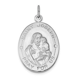 Sterling Silver Rhodium-plated St. Joseph Medal Pendant