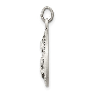 Sterling Silver St. Jude Thaddeus Medal Pendant - 25 x 20mm, Satin, Diamond-Cut, Antiqued & Engravable