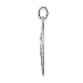 Sterling Silver St. Jude Thaddeus Medal Pendant - 32 x 18mm, Satin, Diamond-Cut, Antiqued & Engravable