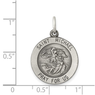 Sterling Silver Antiqued Saint Michael Medal Pendant QC3609