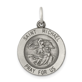Sterling Silver Antiqued Saint Michael Medal Pendant QC3609